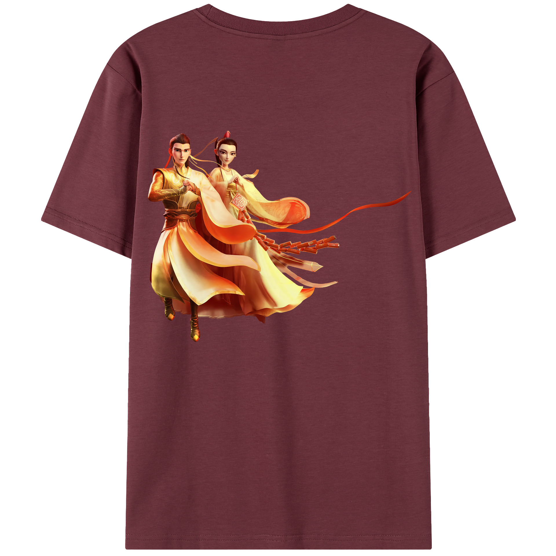 （画像用） Ne Zha 2 ナタ 魔童の大暴れ 綿100％半袖Tシャツ（背面プリント）
